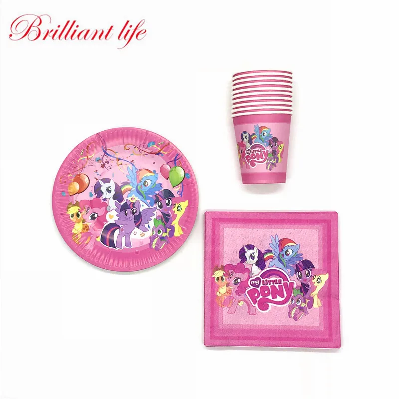 

60Pcs /Lot My Little Pony Theme Kid Birthday Party Decoration Baby Shower Disposable Paper Cup+Plate+Napkin Party Supplies Sets