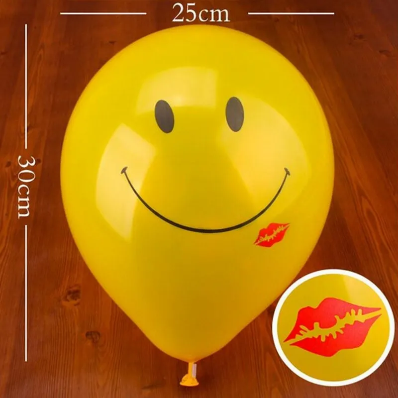 10 шт./лот, 12 дюймов, желтые латексные воздушные шары с улыбающимся лицом, надувные шары для свадебной вечеринки, украшения для дня рождения, товары для воздушных шаров