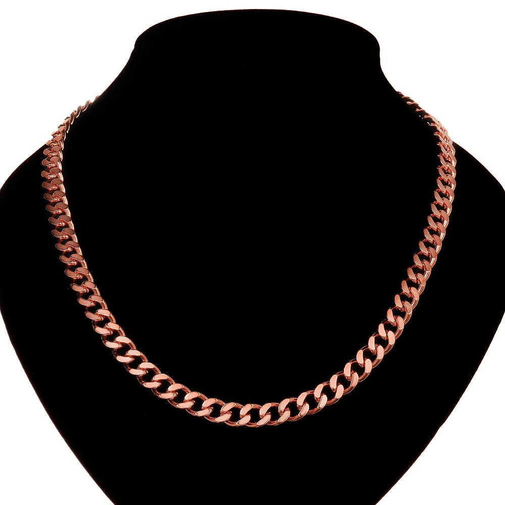 

Vintage Long Rose Gold Chain For Men Hip Hop Necklace 8MM Rose Gold Color Thick Curb Chain Necklaces Men's Jewelry Colar Collier