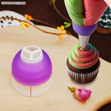 Best продажи 3 отверстия 3 цвета Обледенение кондитерский мешок насадка конвертер Tri-Цвет торт поставки выпечки костюм