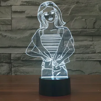 

[Seven Neon]free Shipping girl shape Acrylic 7Colors Desk Lamp 3D Lamp Novelty gift Led Night Light Millennium Falcon Light