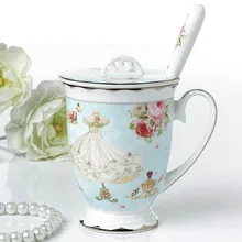 Britischen Gereinigtes Bone China Kaffeetasse Mit Deckel Keramik Hause Küche Zubehör Kaffee Becher Mit Löffel Weihnachtsgeschenke