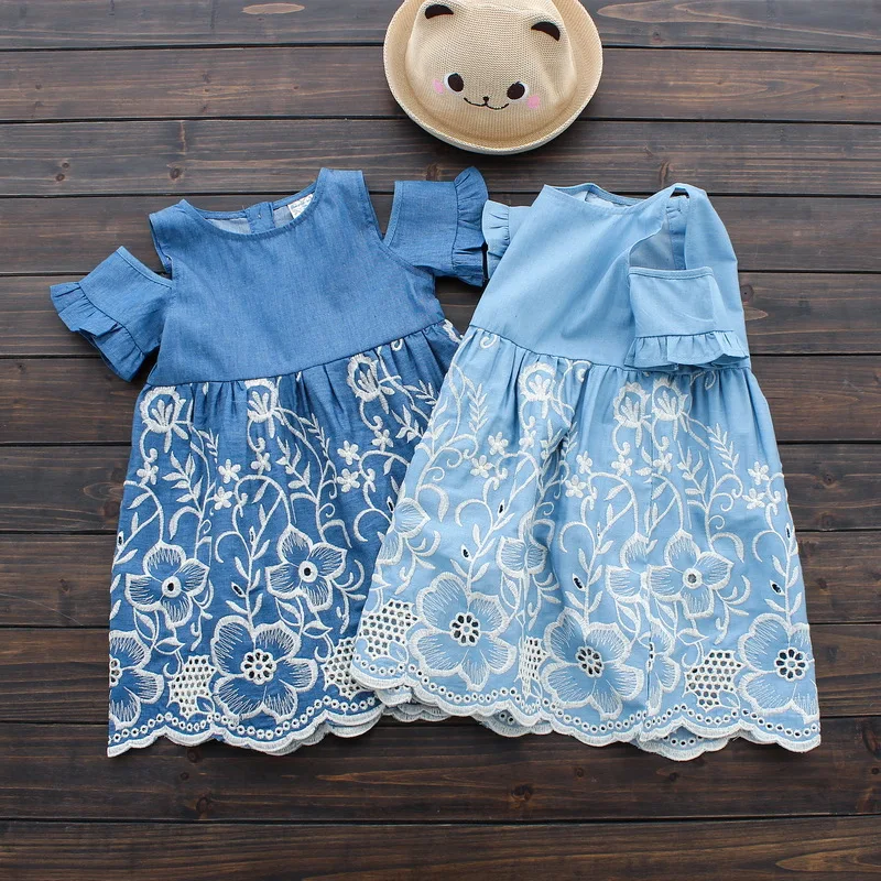 Платье для девочек брендовые летние пляжные вечерние платья с вышивкой хлопковое Ковбойское платье одежда для маленьких девочек