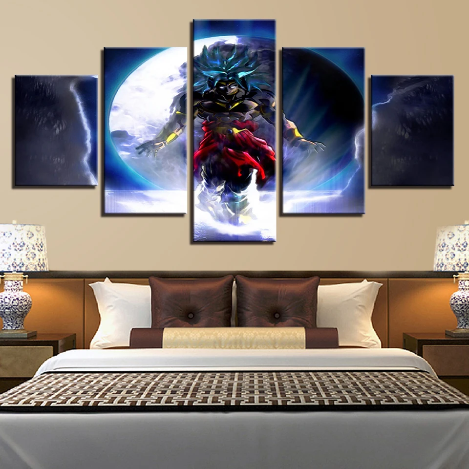 Cuadros de lona para decoración del hogar marco HD impresiones póster 5 piezas dibujos animados Dragon Ball cuadros sala de|Рисование и