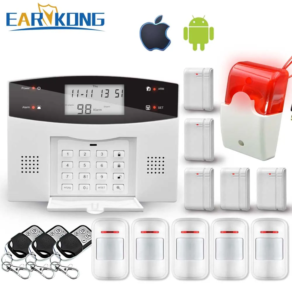 Wireless Wired PSTN GSM Alarm System 99 Wireless 4 Wired Zones Support Relay Output Smart Home