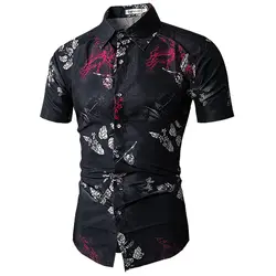 Для мужчин футболка с коротким рукавом мужской рубашки Для мужчин рубашка Марка 2018 Для мужчин S 3D Платье с принтом рубашки Гавайский Camisa