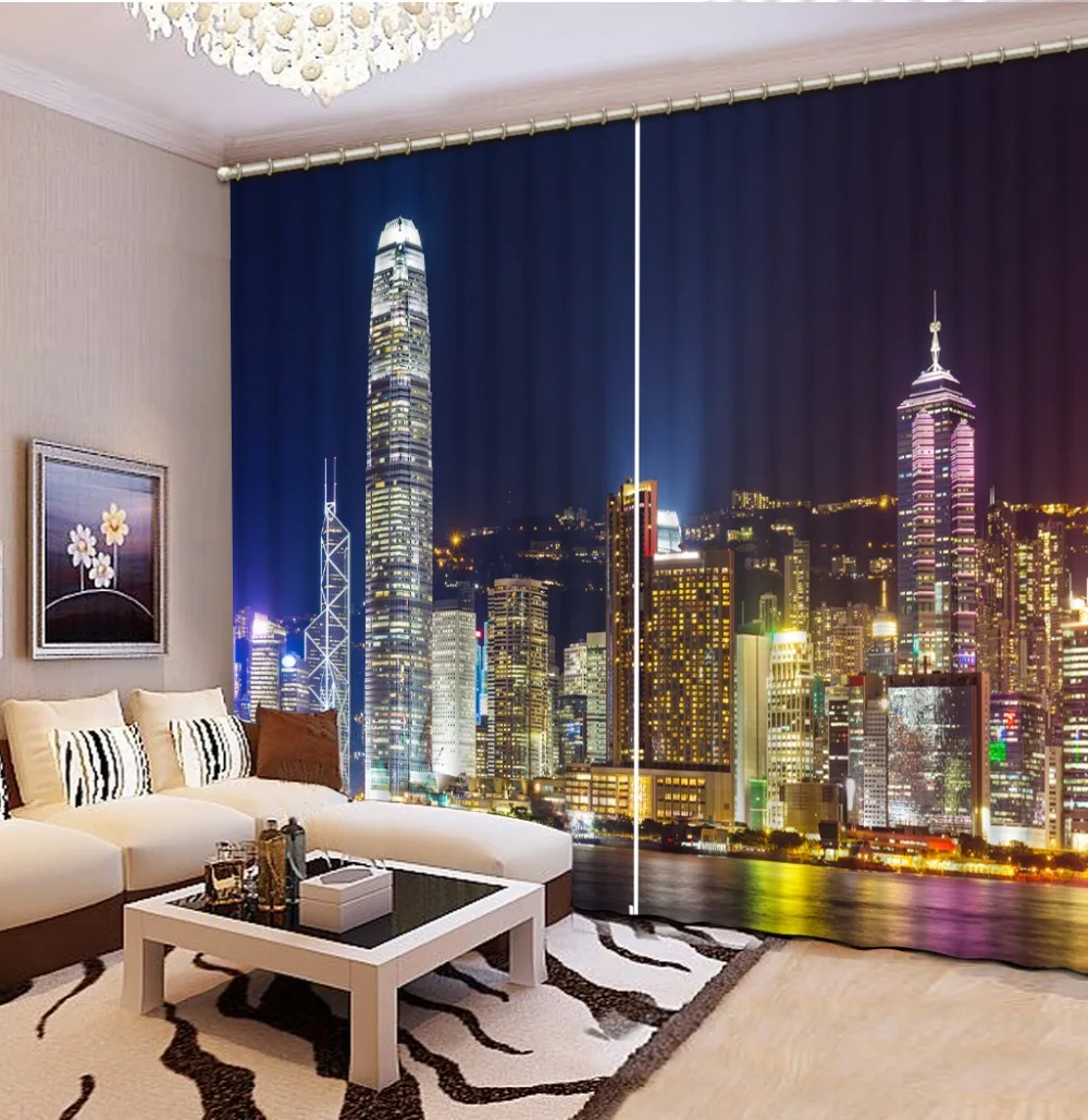 Top Klasik Gaya Eropa 3D Night View Tirai 3d Pencetakan Rumah Kamar
