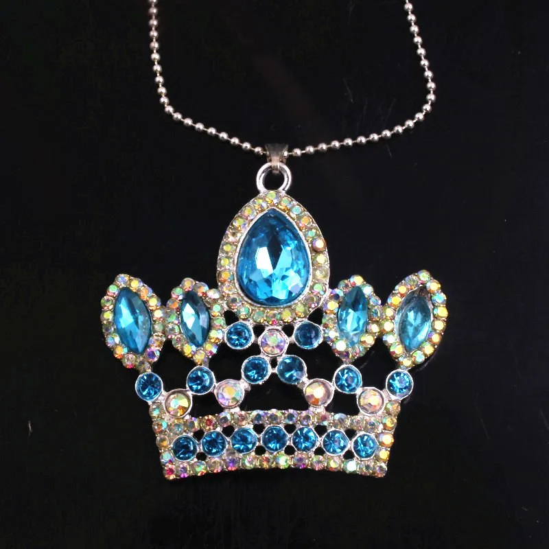 

OYKZA 1pcs Chunky Alloy Enamel Rhinestone Crown Pendants Ball Chain Necklace for Women Girls Kids Gift Jewelry