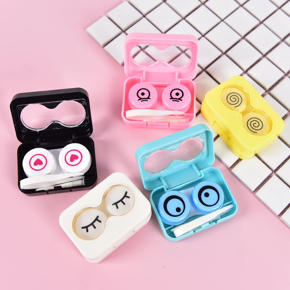 

HENGHOME 1PCS Cute portable Pocket Mini Contact Lens Case Travel Kit Container random color hot selling