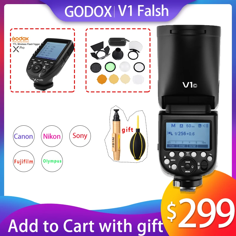 

Godox V1 Flash Speedlight for SONY Canon Nikon Fujifilm Olympus Sony Flash Camera Flashlight TTL Speedlite Li-ion Battery