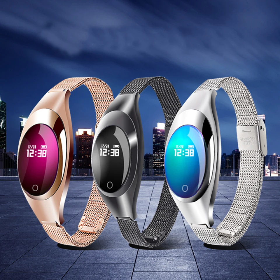 Z18 женские наручные часы 0 49 дюймов OLED металлический ремешок на запястье
