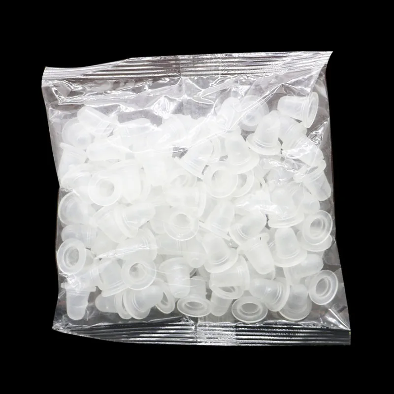 100Pcs Disposable Tattoo Ink Cup Small Big Size Silicone Holder Permanent Tattoo Accessory Eyebrow Makeup Pigment Container Caps