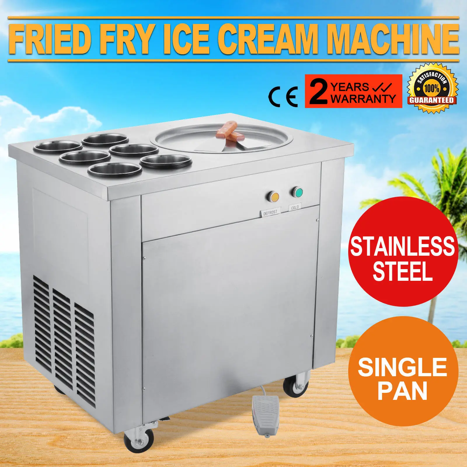 

Fried Ice Cream Maker Roll Yogurt Fry Ice Cream Machine Commercial 1 Pan 6 Boxes