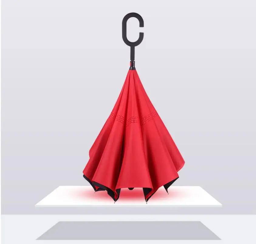 3.Folding Reverse Umbrella Double Layer Inverted Windproof Car rain Women men kids Umbrellas C-Hook Hands sun parasol