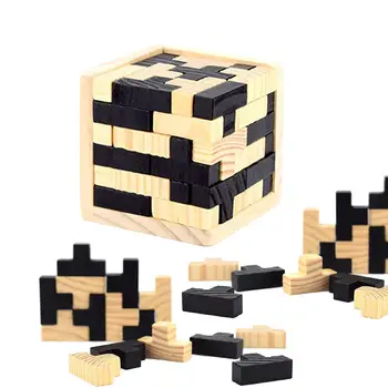 

Educational Tetris Shape 3D Wooden Puzzle Toy Brain Teaser T Shape Jigsaw Puzzle Toy Kids Early Learning Geometric Shape Jigsaw