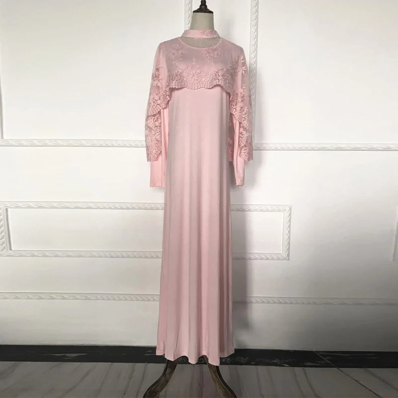 Женское кружевное платье Кафтан Abaya узкое с вышивкой в мусульманском стиле