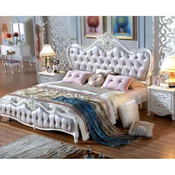 

Foshan factory supply super big high back gold crown bedroom furniture set