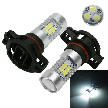 

YCCPAUTO 2Pcs High Power H16 5202 PS24W LED Car Fog Lights White 2835 21-Smd Bulbs Auto Front Drving Lamp 6000K 12-24V