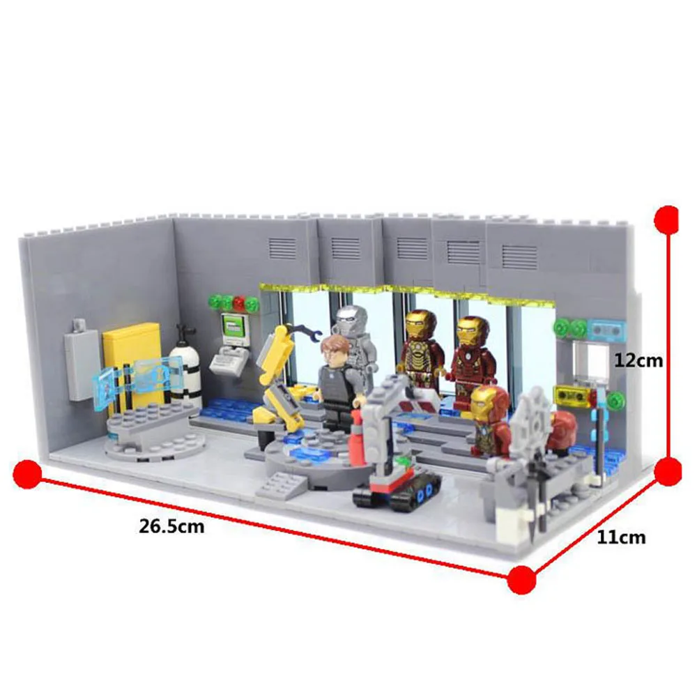 

2019 New Super Hero Iron Man Underground Laboratory Base Compatible Legoing Marveled Avengers 4 Building Blocks for Children