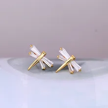 Модные серьги, модное ювелирное изделие, милые серьги с австрийскими кристаллами в виде животных, милые серьги-гвоздики в виде стрекозы для женщин и девушек