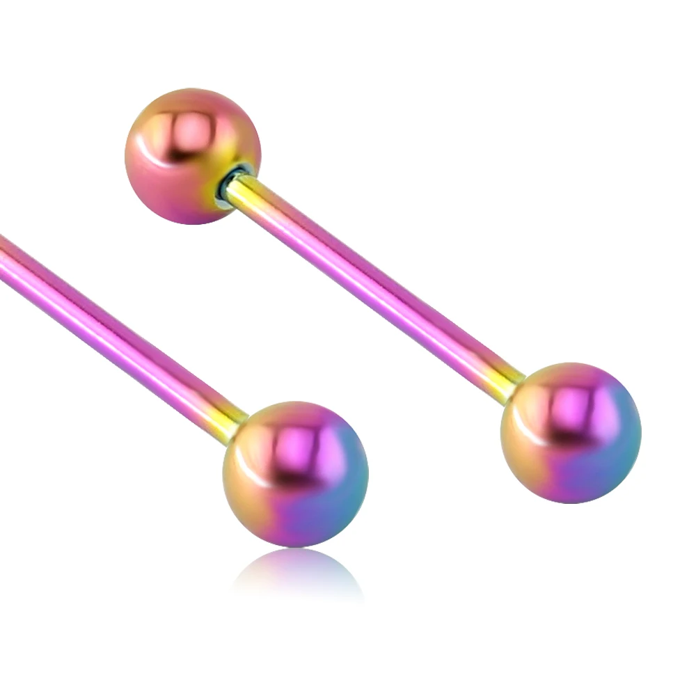 

Fashion Gothic Tongue Barbells Rainbow Color Hypoallergenic Tongue Piercing Jewelry Hot Selling Tongue Piercing Barbells