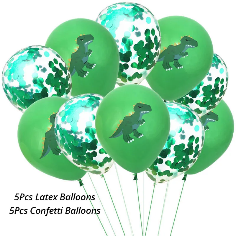 WEIGAO набор динозавров на день рождения, тематический плакат, воздушные шары, шапка, детский реквизит Динозавр для вечеринки, джунгли, животные, детский душ, Декор - Цвет: 10pcs balloon green