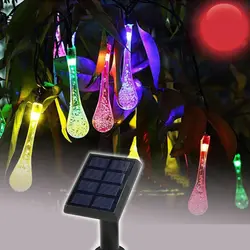 Солнечные лампы светодиодные струсветодио дный водяные капельки Тип светодио дный 50 LED s 7 м гирлянда Рождественские солнечные огни для