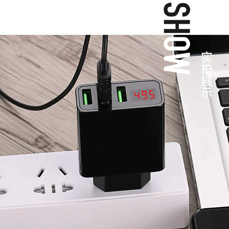 3A 3 Ports Universal Cell Phone Power Adapter Dual USB Mobile Travel Wall Charger for iPhone Samsung iPad with LED Display000