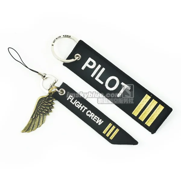 

Vice Pilot Keychain Keyring epaulette style Co-Pilot Luggage Tag & Flight Crew Strap with Metal Wing, Gift for Aviation Lovers