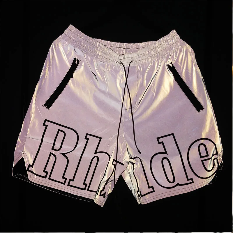 

3M Reflective Rhude Shorts Men Women Fashion Casual Skateboard Rhude Shorts Hip Hop Beach Sportswear Rhude Pocket zipper Shorts