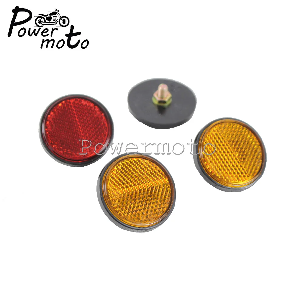

2PCS 4.5CM Round Motorcycle Red Yellow Reflector Safety Warning Bolt-On Reflective Plate Universal For ATV Bikes Dirt Bikes