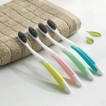 

4 Pcs Color Handle Bamboo Charcoal Toothbrush Household Adult Super Fine Soft Toothbrush Family Cleaning Toothbrush Sale