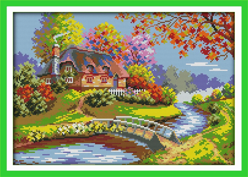 

The outskirts cabin, counted printed on fabric DMC 14CT 11CT Cross Stitch kits,embroidery needlework Sets Home Decor
