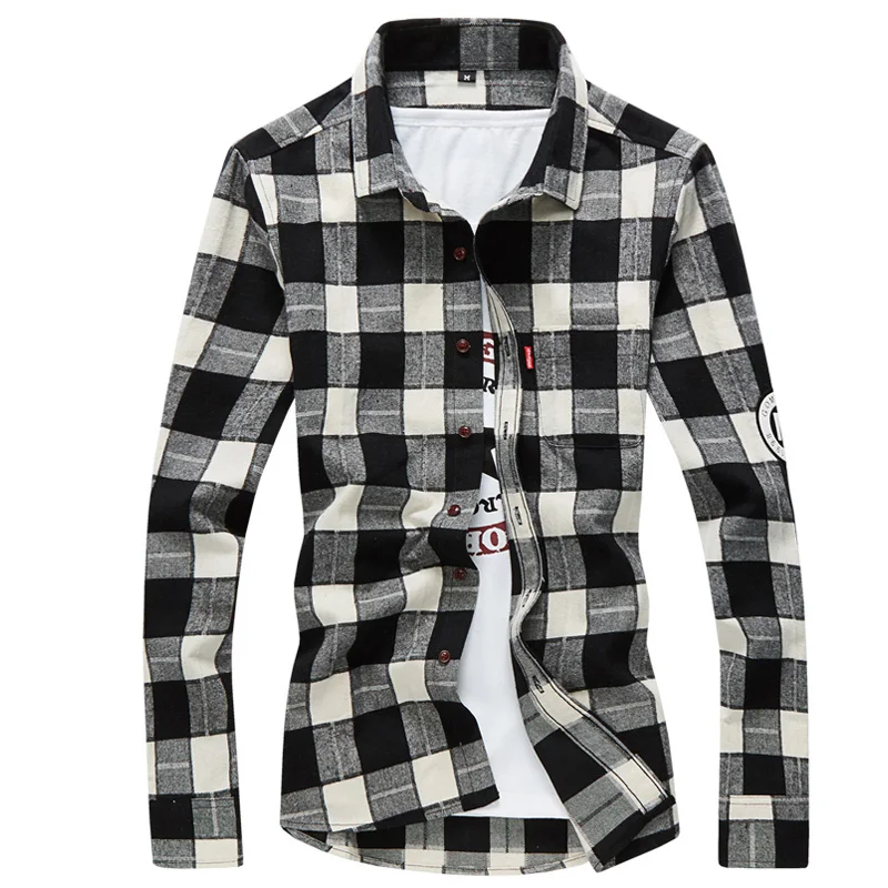 

Men'S Flannel Plaid Shirts Dress 2019 Male Casual Warm Soft Comfort Long Sleeve Shirt Clothes Camisa Masculina Plus Size 4XL