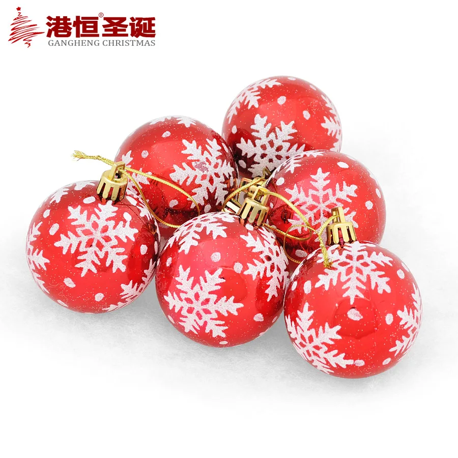 6 pz Lucido Albero Di Natale Appeso Sfere Diametro 6 cm Colore Fiocco di neve Disegno Decorazioni Palla Natale Festa di Nozze Ornamento in 6 pz Lucido