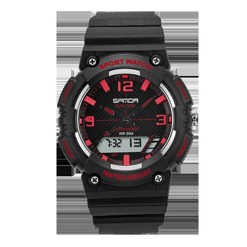 SANDA Shock мужские спортивные 50 м водонепроницаемый светодиодный цифровые военные часы модные уличные Аналоговые кварцевые наручные часы новые часы