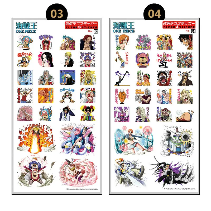 set of stickers Anime One Piece Plastic Stickers Laptop Mobile Phone Book Transparent Sticker Toy for children