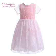 Красивые стильные платья для девочек; новое дизайнерское кружевное платье принцессы; розовая детская одежда; костюмы для девочек; CMGD90123-036