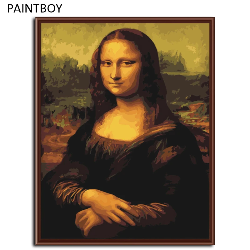 

Mona Lisa Framed Picture Painting By Numbers Wall Art DIY Digital Canvas Oil Painting Home Decor For Living Room G241