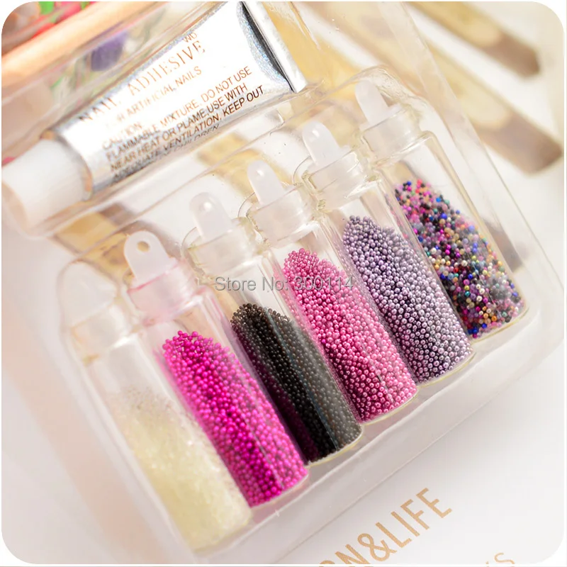 Companheiro de Moda da Arte do Unha Sets Atacado Caviar Unha Óleo Polonês Multicor Contas Manicure Decoração 40 3d 6 Beleza e saúde