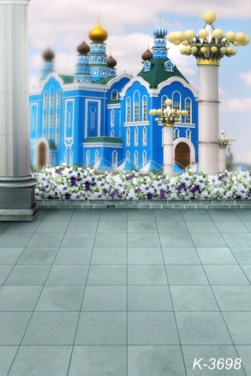 

8*12ft vinyl photography backdrop photo studio photographic backdrops galinha pintadinha fotografia blue building k-3698