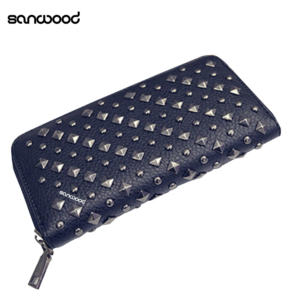 

Women Punk Style Faux Leather Clutch Wallet Long Rivet Card Holder Purse Handbag BW72