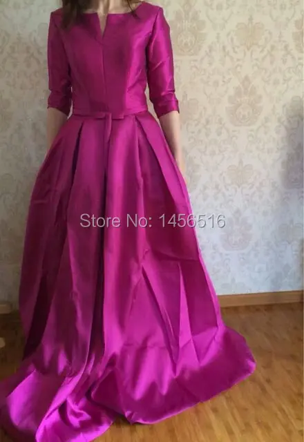 FADISTEE New arrival elegant long dress prom party dresses formal satin half slit sleeves Muslim Mother of the Bride plus size (2)