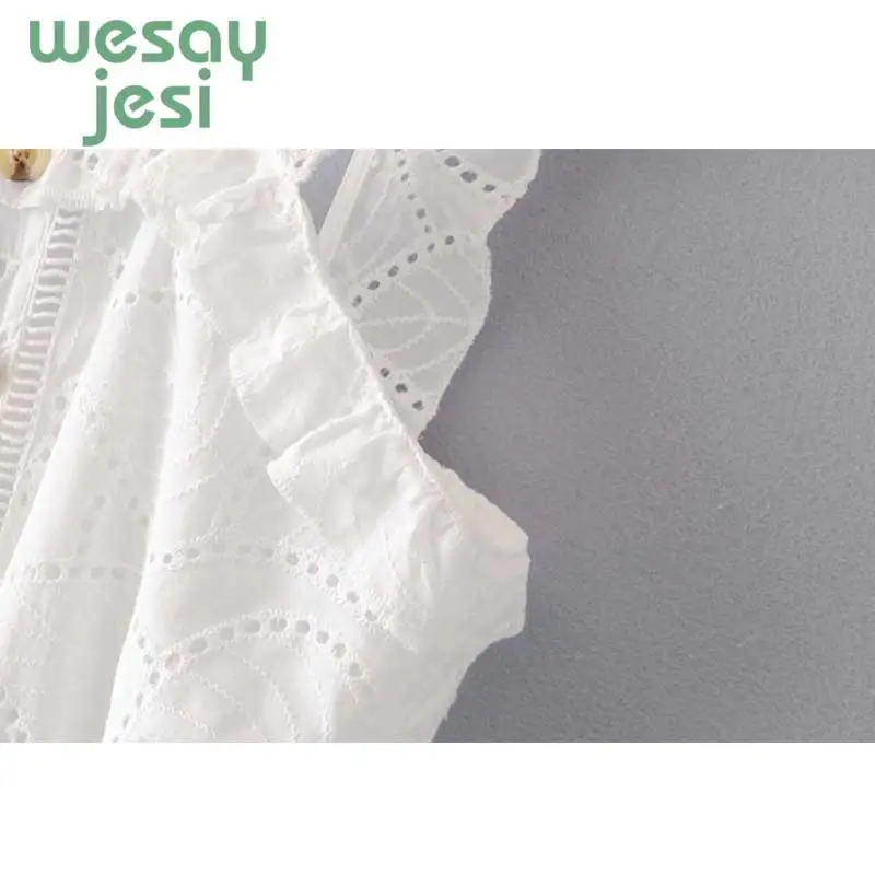 Jumpsuit women White Embroidery Romper Women Spaghetti Strap Overalls Ruffles Sleeveless Playsuit 2019 Elegant Jumpsuits Jumpsuit women White Embroidery Romper Women Spaghetti Strap Overalls Ruffles Sleeveless Playsuit 2019 Elegant Jumpsuits