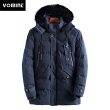 Vomint Новинка зимы мужские парки для отдыха Длинная толстовка куртки толстые хлопковые пальто мех животных край Военная Униформа пальт