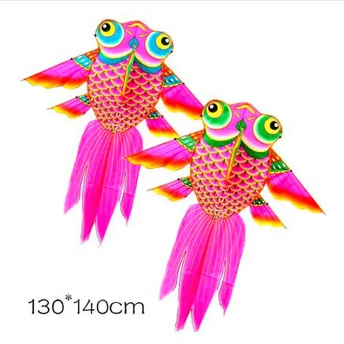 

free shipping high quality goldfish kite 20pcs/lot ripstop nylon with control bar and line flying higher crafts sail elf flying