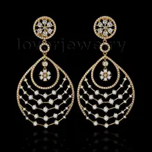 Королевские и роскошные серьги из желтого золота 18 К, свадебные висячие серьги с натуральным бриллиантом на продажу WP003