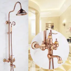 Европейский роскошный Твердый латунный душевой набор для ванной комнаты с качественным bowlder розовое золото душевой набор с качественным