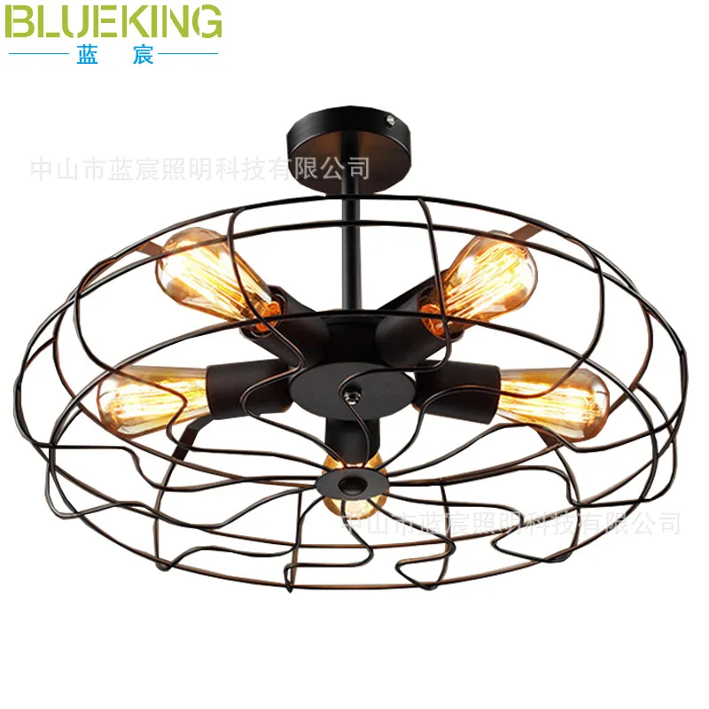 

American industrial wind restoring ancient ways, wrought iron design LED corridor restaurant circular dome light