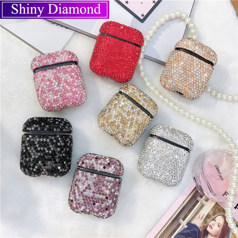 Bling стразы чехол для наушников Airpods 1 2 блестящий элегантный модный AirPods роскошный